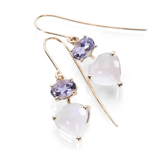 Nicole Landaw Iolite and Moonstone Earrings Earrings