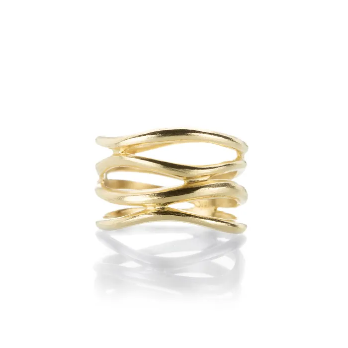 Nicole Landaw Rings Waving Four Row Hewn Ring