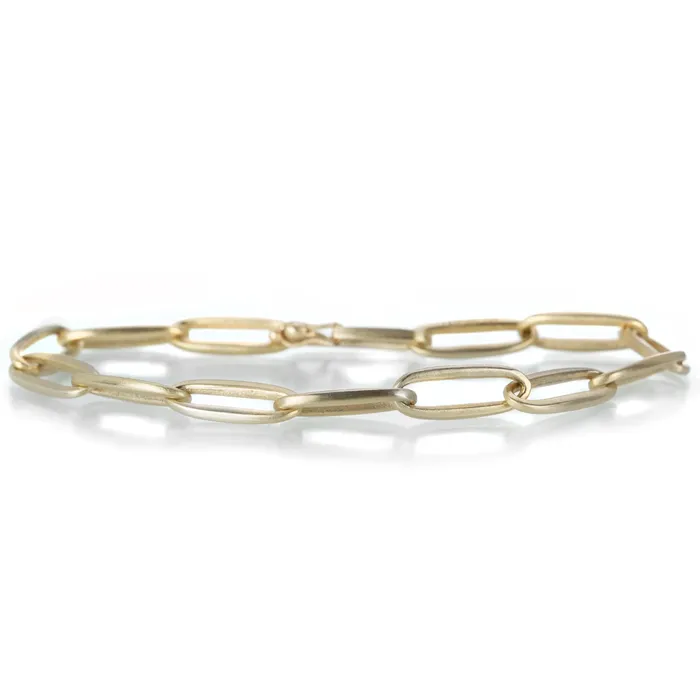 Nicole Landaw Yellow Gold Chain Bracelet with Clip Clasp Bracelets