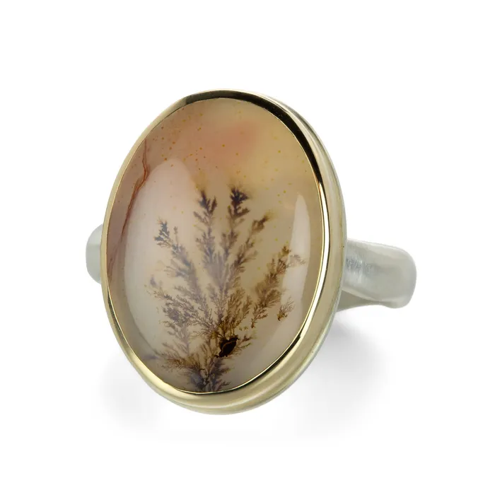 Oval Bezel Set Dendritic Agate Ring | Jamie Joseph Rings