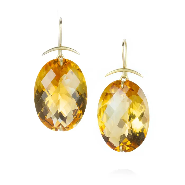 Oval Faceted Citrine Earrings Gabriella Kiss Earrings