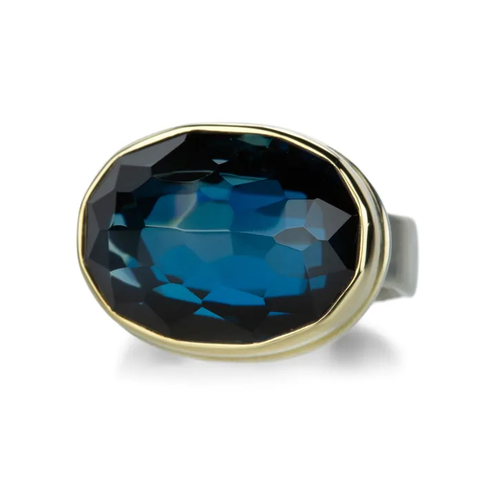 Oval Faceted London Blue Topaz Ring Jamie Joseph Rings