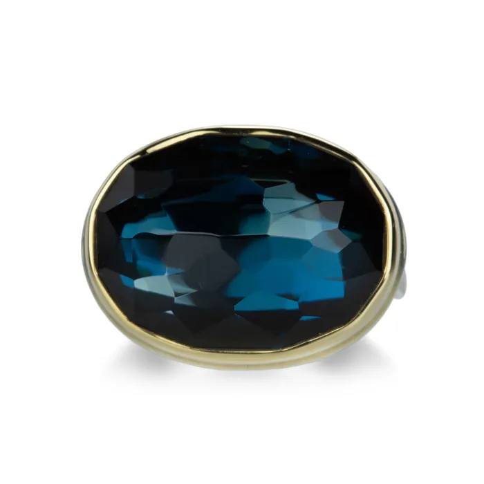 Oval Faceted London Blue Topaz Ring | Jamie Joseph Rings