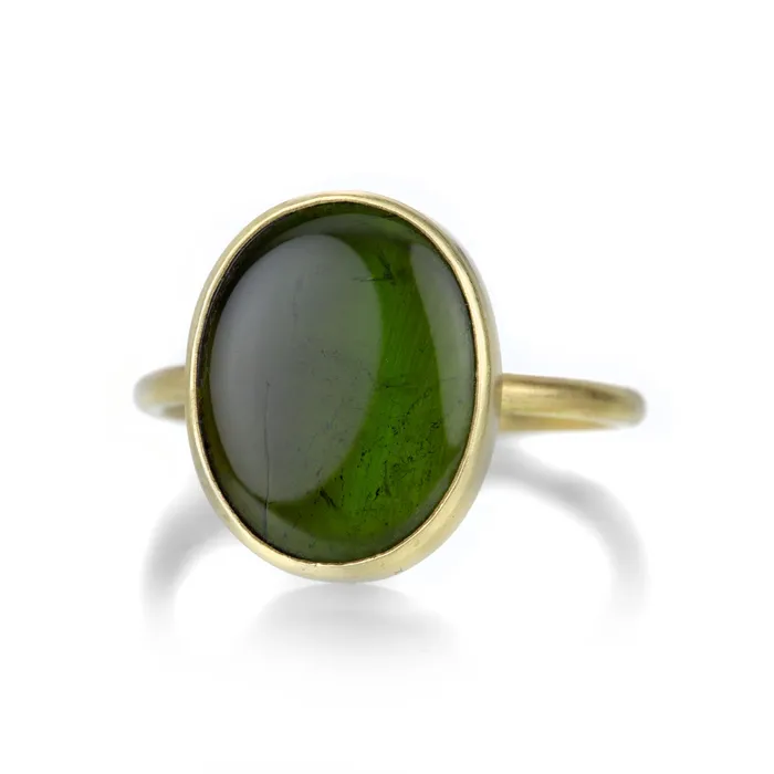 Oval Flat Green Tourmaline Ring Gabriella Kiss Rings