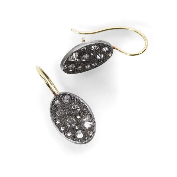 Oval Inverted Diamond Drop Earrings Todd Pownell Earrings