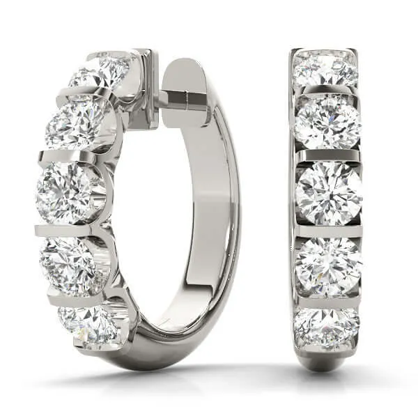 OVERNIGHT MOUNTINGS Earrings 14KW .95 CTTW DIAMOND SMALL HOOP EARRINGS G-SI1