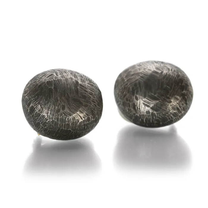 Oxidized Silver 3D Pebble Earrings - Clip Ons John Iversen Earrings