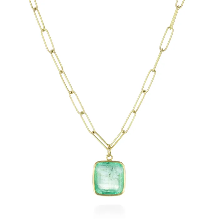 Pale Emerald Cut Emerald Pendant (Pendant Only) Maria Beaulieu Necklaces