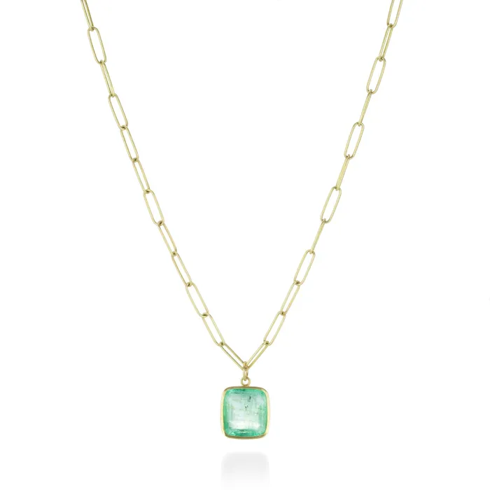 Pale Emerald Cut Emerald Pendant (Pendant Only) | Maria Beaulieu Necklaces