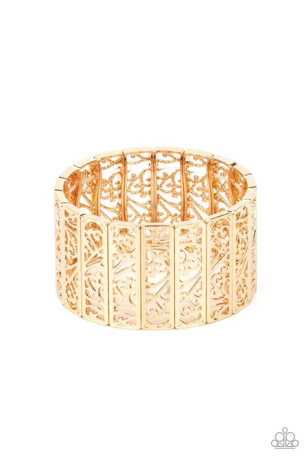 Paparazzi Accessories Bracelets | Paparazzi Ornate Orchards - Gold Bracelet