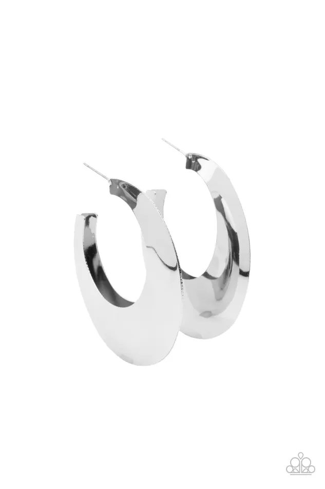 Paparazzi Accessories Earrings | Paparazzi Going OVAL-board - Silver Earrings