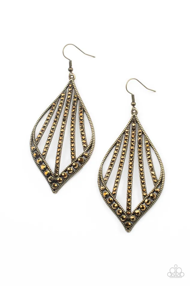 Paparazzi Accessories Earrings | Paparazzi Showcase Sparkle - Brass Earrings