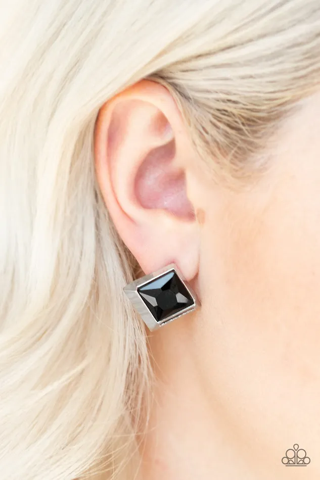 Paparazzi Accessories Earrings Paparazzi Stellar Square - Black Earrings