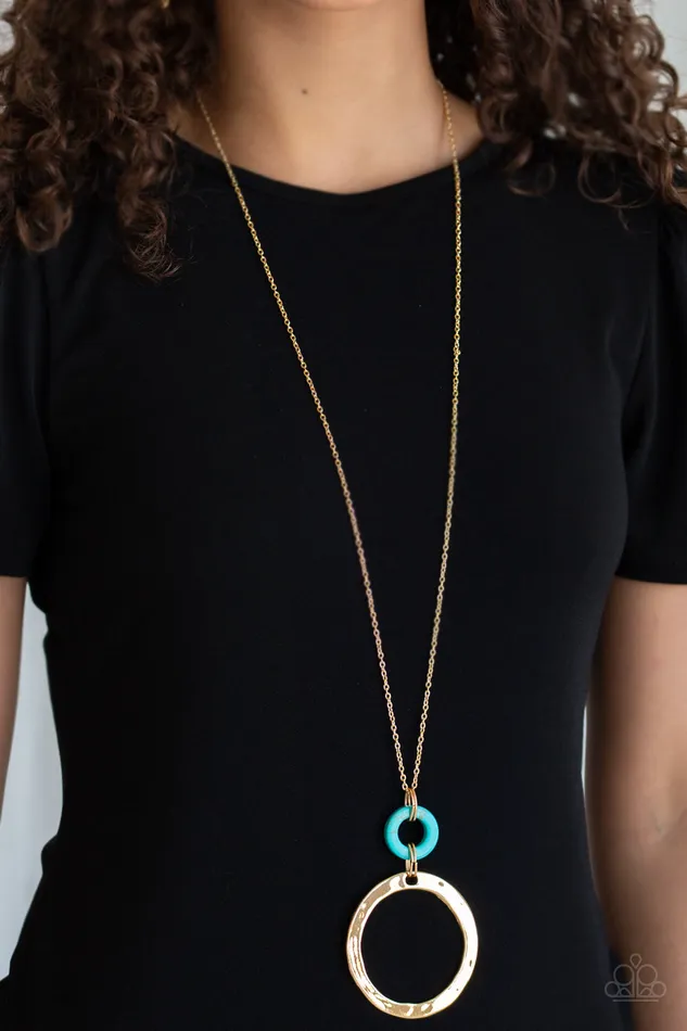 Paparazzi Accessories Necklaces Paparazzi Optical Illusion - Gold and Turquoise Necklace