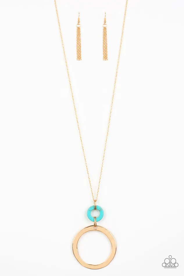 Paparazzi Accessories Necklaces | Paparazzi Optical Illusion - Gold and Turquoise Necklace