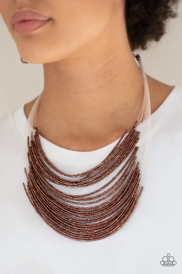 Paparazzi Catwalk Queen Copper Seed Bead Necklace diannesjewelryshop Necklaces