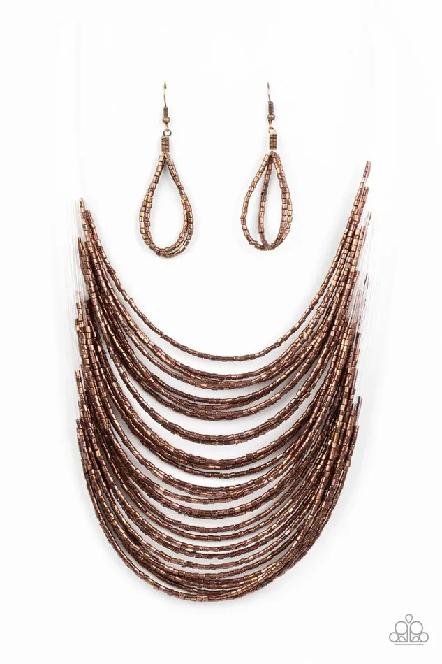 Paparazzi Catwalk Queen Copper Seed Bead Necklace | diannesjewelryshop Necklaces