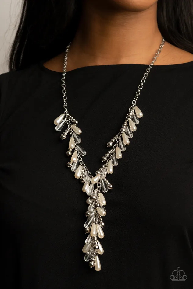 Paparazzi Dripping With DIVA-ttitude - White Necklace Paparazzi Accessories Necklaces