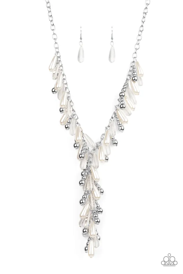 Paparazzi Dripping With DIVA-ttitude - White Necklace | Paparazzi Accessories Necklaces