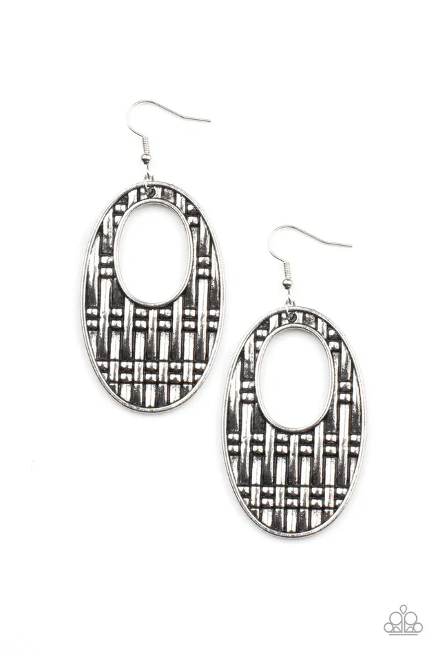 Paparazzi Engraved Edge Silver Earrings | diannesjewelryshop Earrings