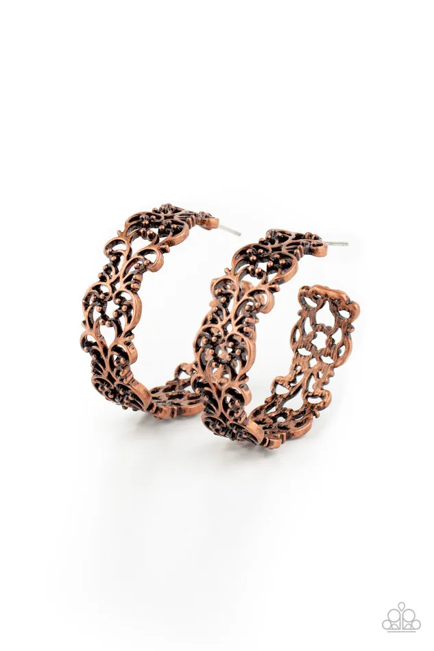 Paparazzi Laurel Wreaths - Copper Earrings | Paparazzi Accessories Earrings