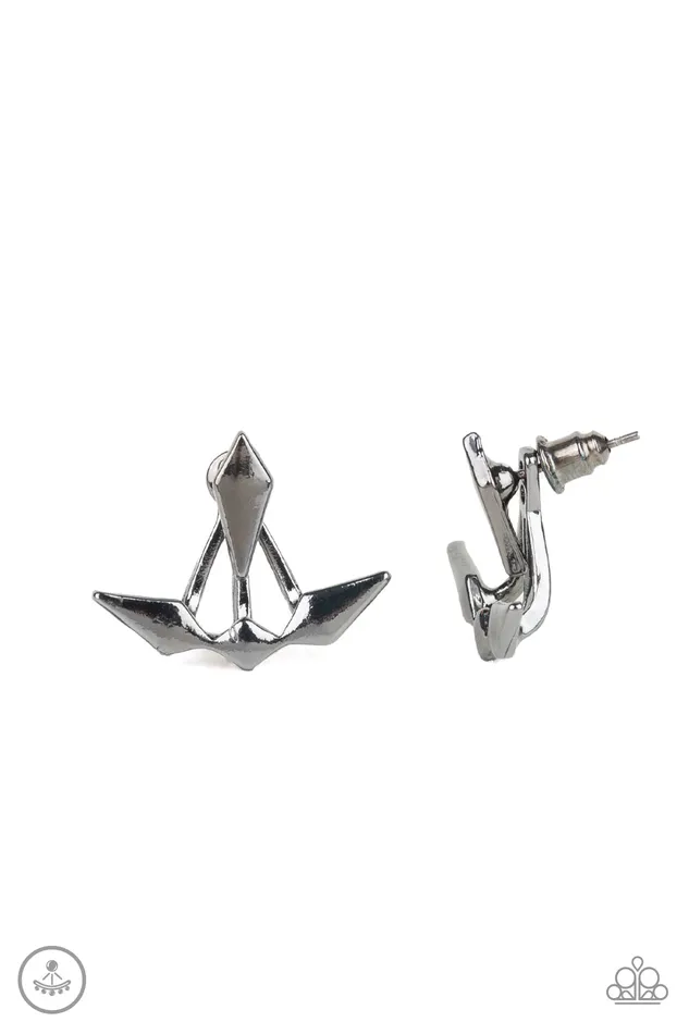 Paparazzi Metal Origami - Black Earrings | Paparazzi Accessories Earrings