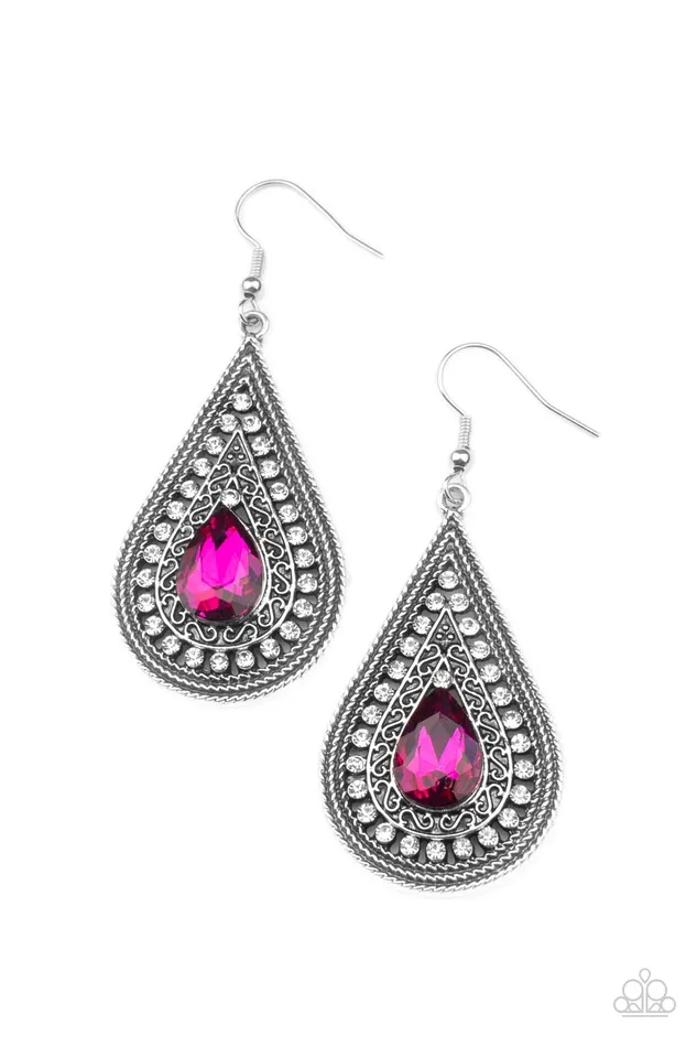 Paparazzi Metro Masquerade - Pink Earrings | Paparazzi Accessories Earrings