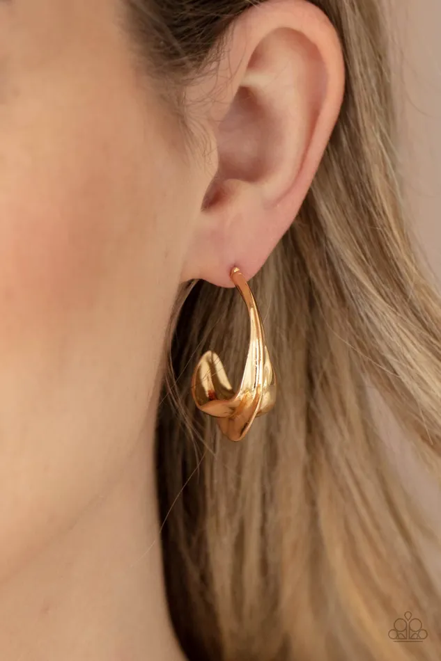 Paparazzi Modern Meltdown - Gold Earrings Paparazzi Accessories Earrings