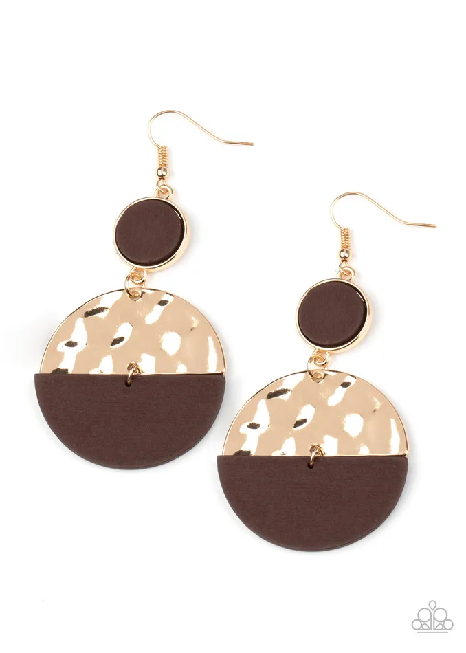 Paparazzi Natural Element Gold and Brown Earrings | diannesjewelryshop Earrings