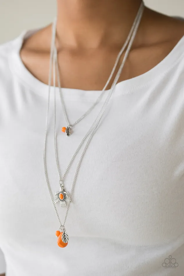 Paparazzi Soar With The Eagles - Orange Necklace Paparazzi Accessories Necklaces