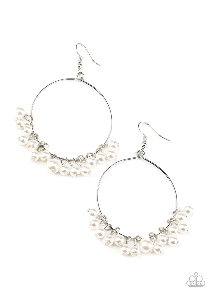 Paparazzi Things Are Looking UPSCALE - White Earrings | diannesjewelryshop Earrings