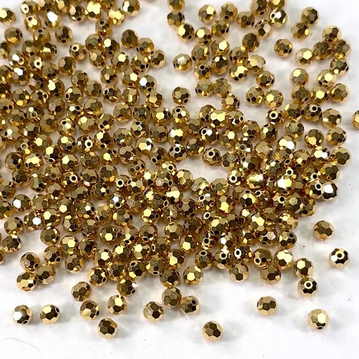 PAS Jablonec Crystal Aurum Fully Gold coated Czech Machine Cut Round Crystal Beads 4mm 5mm 6mm 8mm Rings