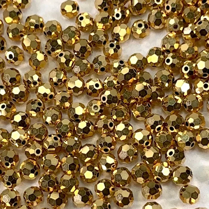 PAS Jablonec Crystal Aurum Fully Gold coated Czech Machine Cut Round Crystal Beads 4mm 5mm 6mm 8mm | Rings