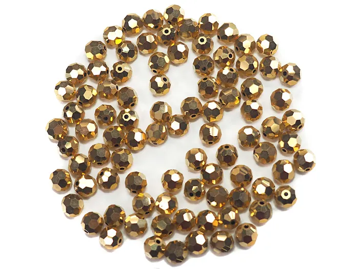 PAS Jablonec Crystal Aurum Fully Gold coated Czech Machine Cut Round Crystal Beads 4mm 5mm 6mm 8mm | Rings