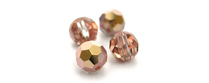 PAS Jablonec Earrings | Crystal Capri Gold Half coated Czech Machine Cut Round Crystal Beads 3mm 4mm 6mm 8mm Preciosa Rose Gold