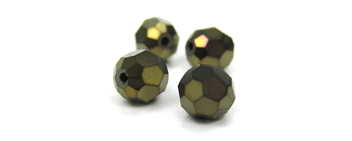 PAS Jablonec Rings | Jet Brown Iris fully coated, Czech Machine Cut Round Crystal Beads, 4mm