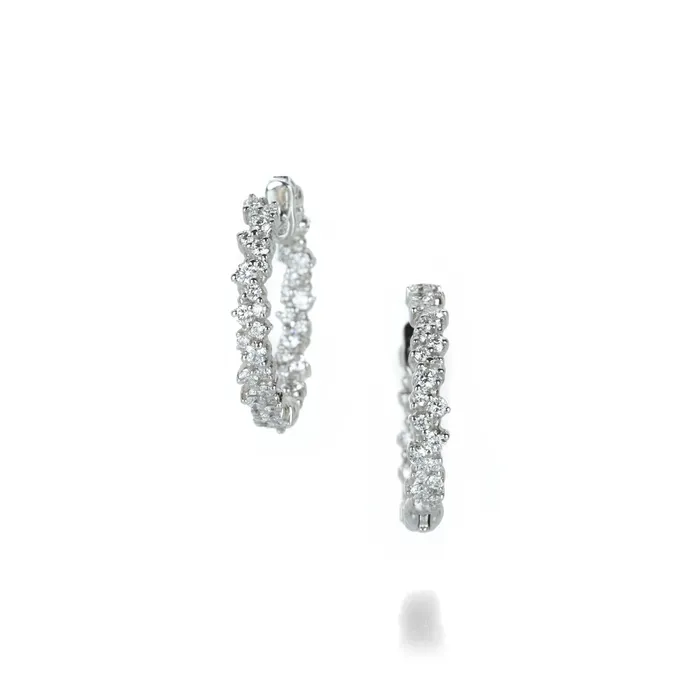 Paul Morelli 18k White Gold Diamond Confetti Hoops Pre-Styled Sets