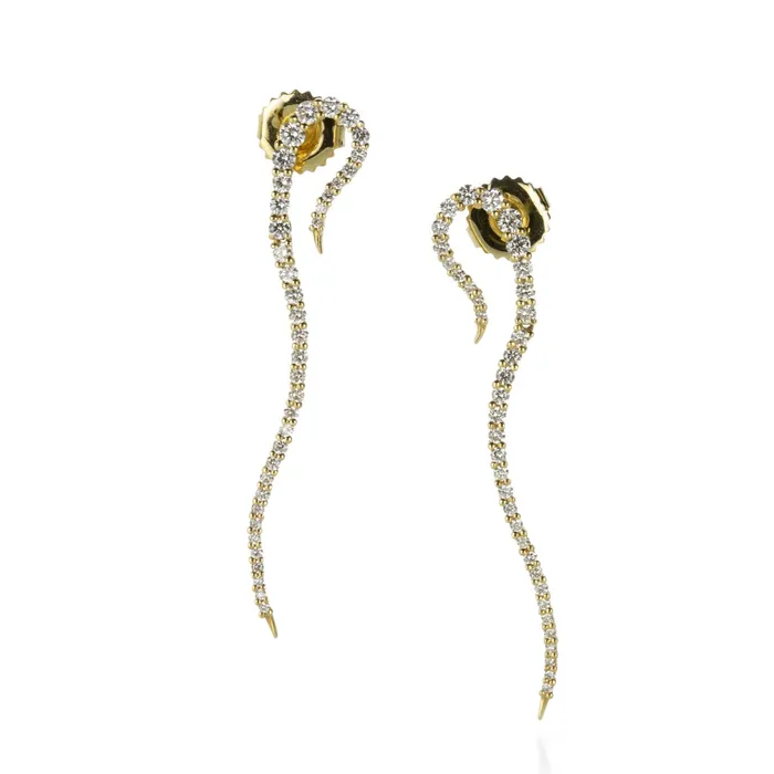 Paul Morelli Earrings 18k and Diamond Thread Line Earrings