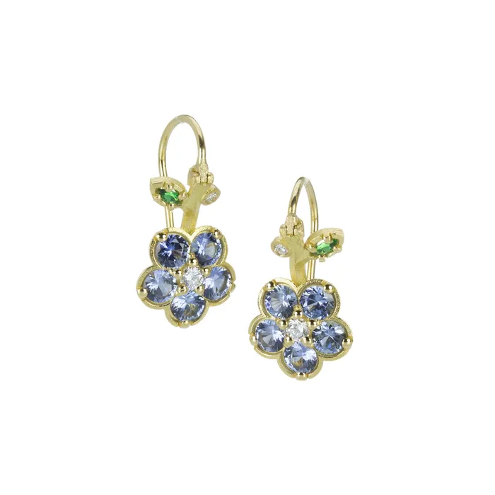 Paul Morelli Earrings 18k Blue Sapphire Wild Child Flower Drop Earrings