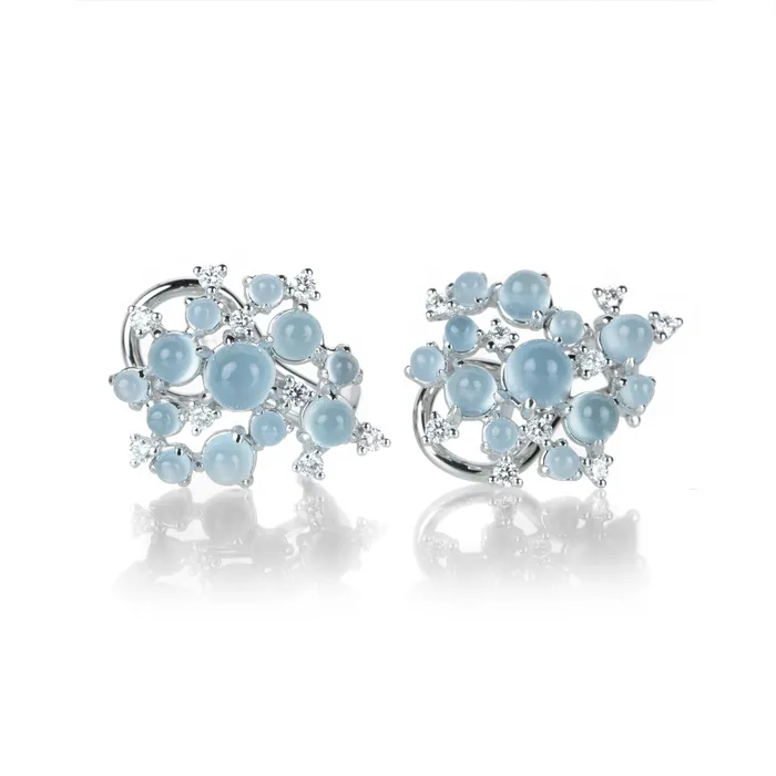 Paul Morelli Earrings White Gold Aquamarine Bubble Cluster Earrings