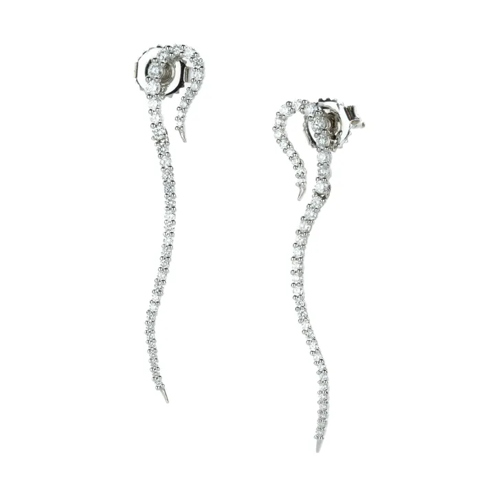 Paul Morelli Earrings White Gold Diamond Thread Line Earrings