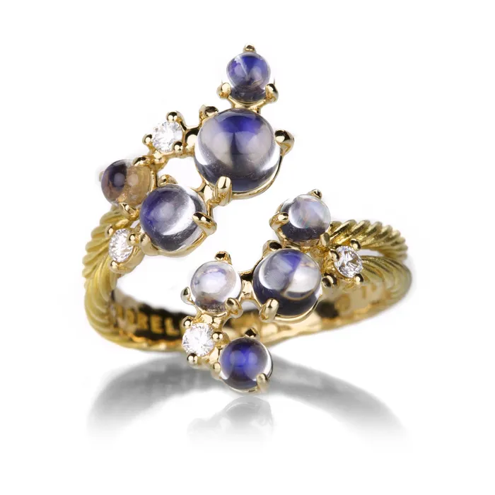 Paul Morelli Rings Yellow Gold and Moonstone Bubble Bypass Ring