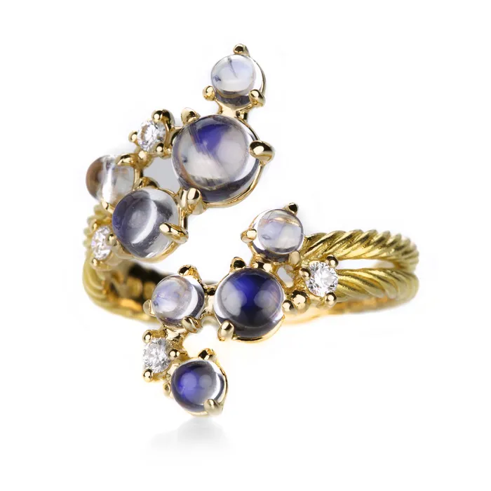 Paul Morelli Rings | Yellow Gold and Moonstone Bubble Bypass Ring