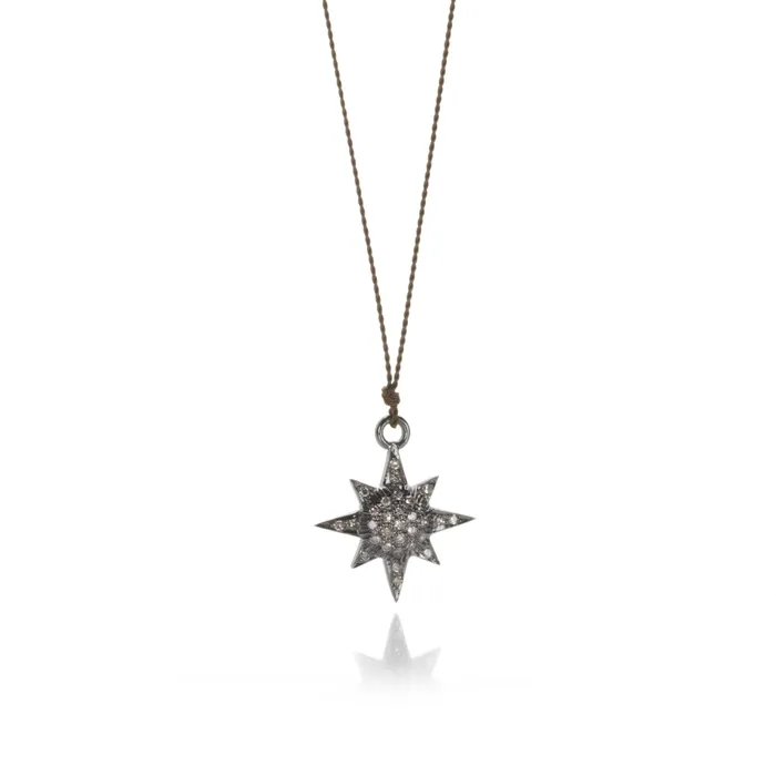 Pave Diamond Sunburst Charm Necklace Margaret Solow Necklaces