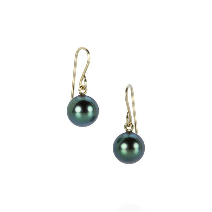 Peacock Green Tahitian Pearl Earrings Maria Beaulieu Earrings