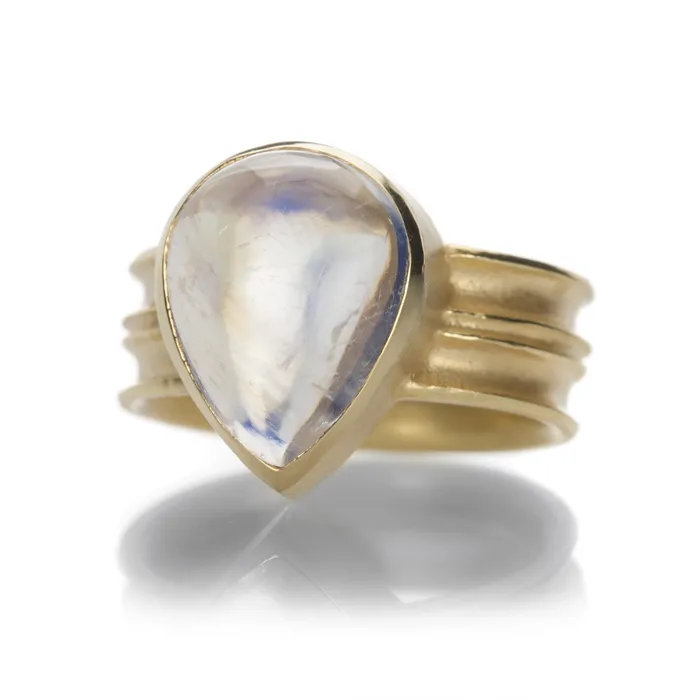 Pear Shape Blue Moonstone Ring Barbara Heinrich Rings