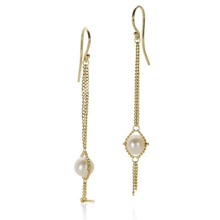 Pearl Drop Textile Earrings Amali Earrings