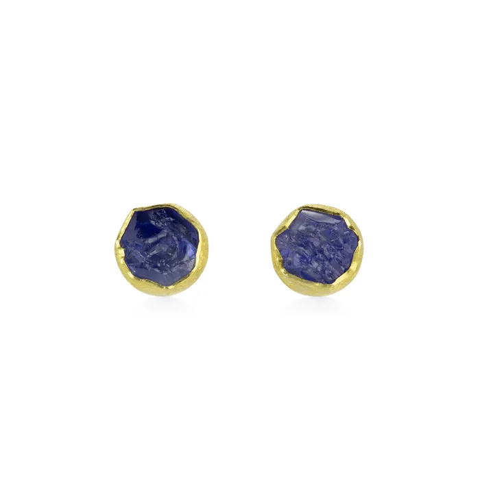 Petra Class Earrings Rough Tanzanite Stud Earrings