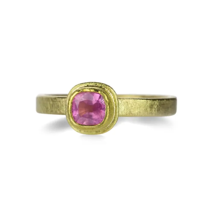 Petra Class Rings Cushion Cut Pink Sapphire Ring