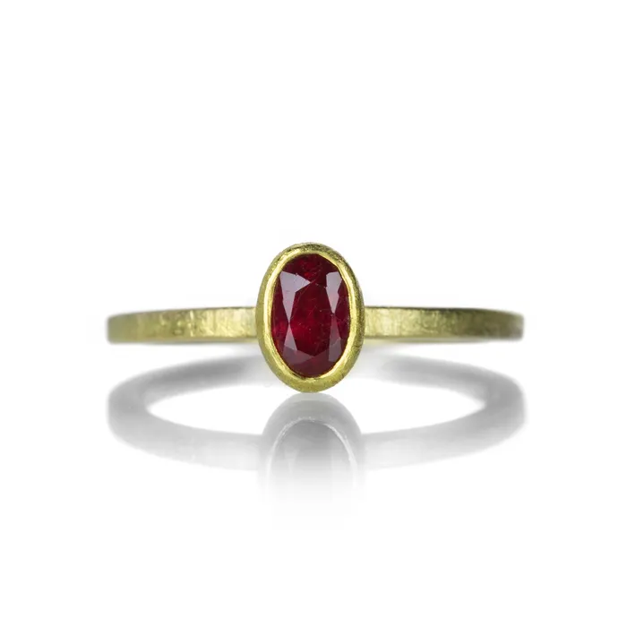 Petra Class Rings Oval Faceted Ruby Ring